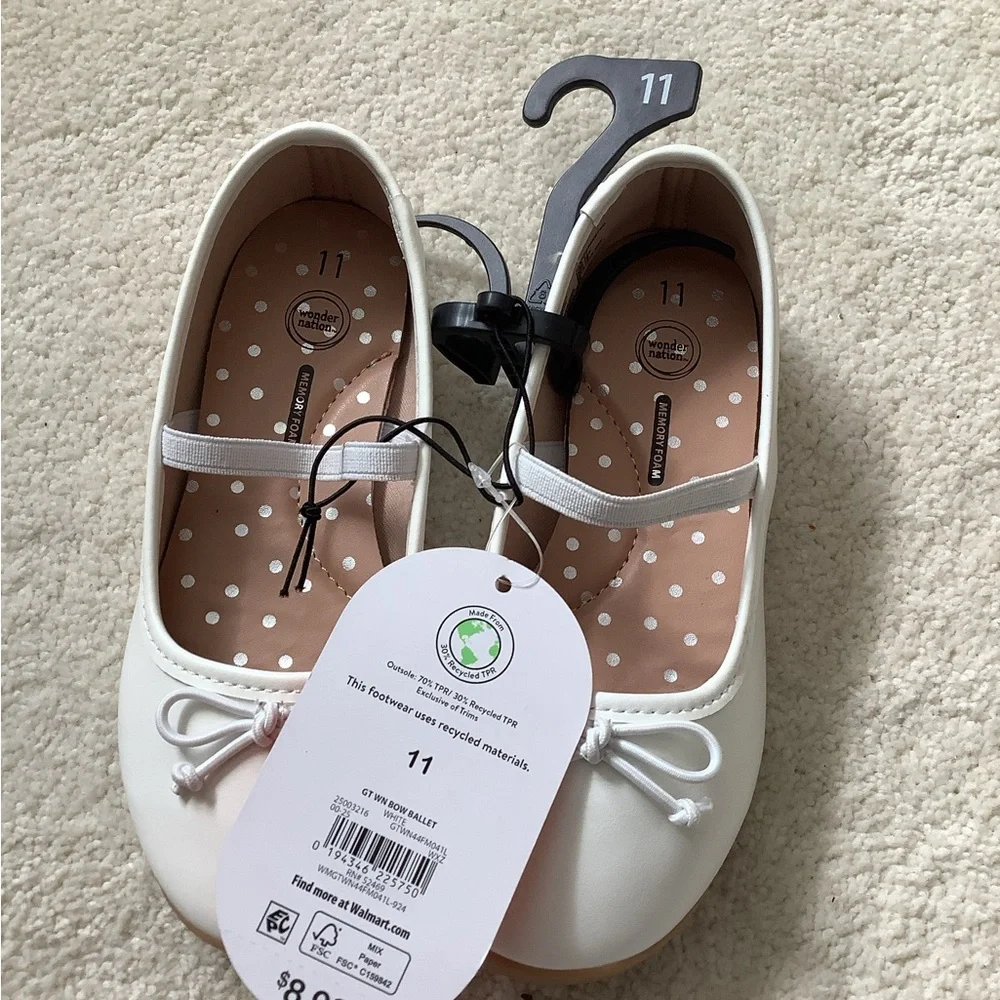 Wonder Nation White Kids Ballet Flats 11 - Picture 2 of 3